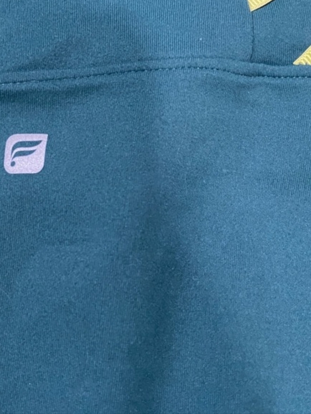 Fabletics Powerhold Teal Leggings with Yellow Detailing - Picture 4 of 12